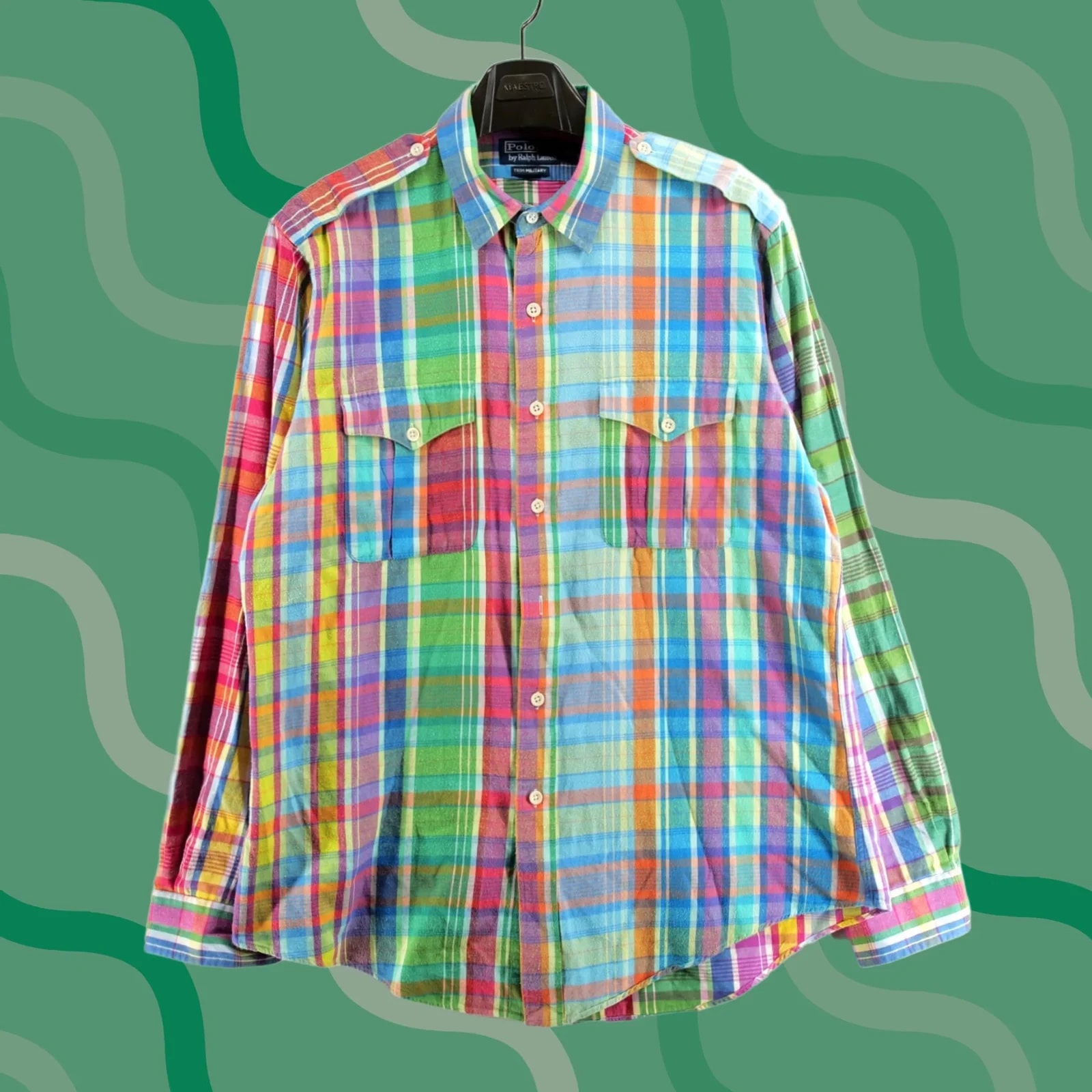 Polo Ralph Lauren — Polo Ralph Lauren Shirt XL Madras Military Y2K — streetwear — resale