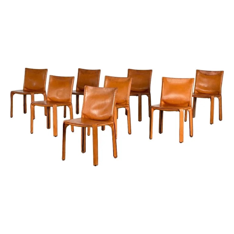 Mario Bellini — Set of 8 CAB 412 By Mario Bellini, Original Patinated — Furniture — resale