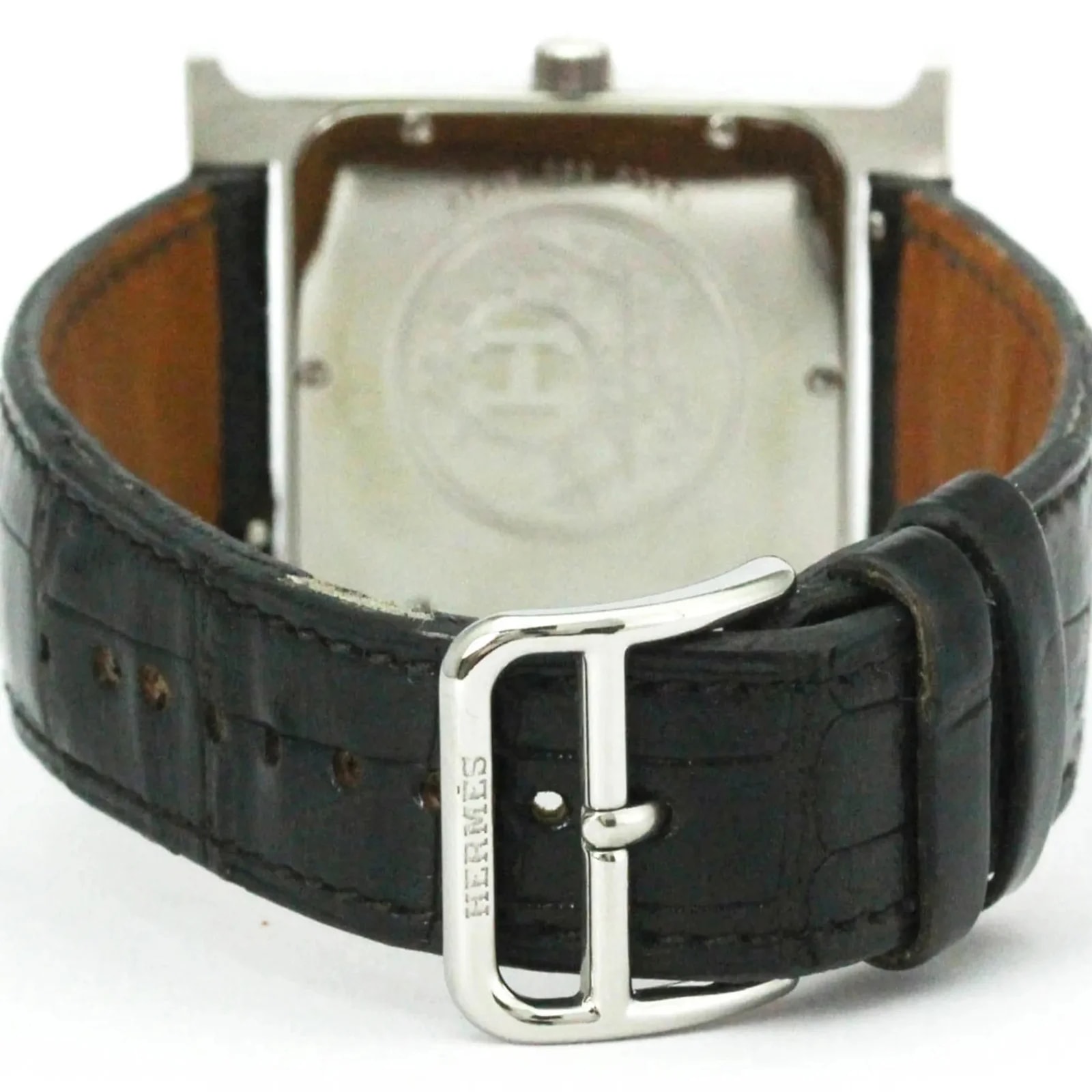 Hermes Heure H Quartz Stainless Steel and Alligator With Diamond Markers and Mother of Pearl 2
