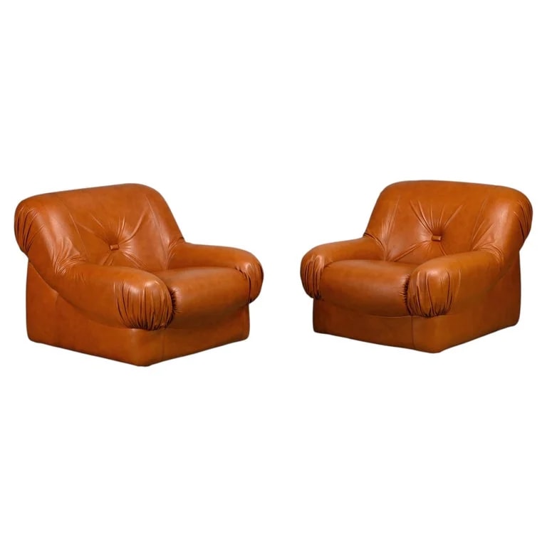 Mimo Padova — Rino Maturi Depositato Lounge in Cognac Leather for Mimo Padova, 1970s — Furniture — resale