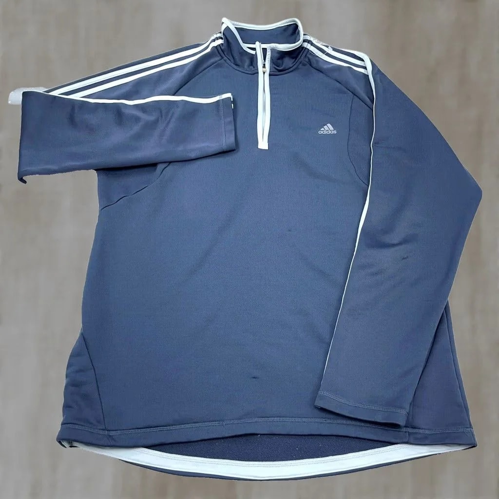 Adidas — Adidas Sweatshirt 2XL Pullover Quarter Zip Adult Regular Mock Neck Logo Zipper Athletic Sweatshirt — streetwear — resale