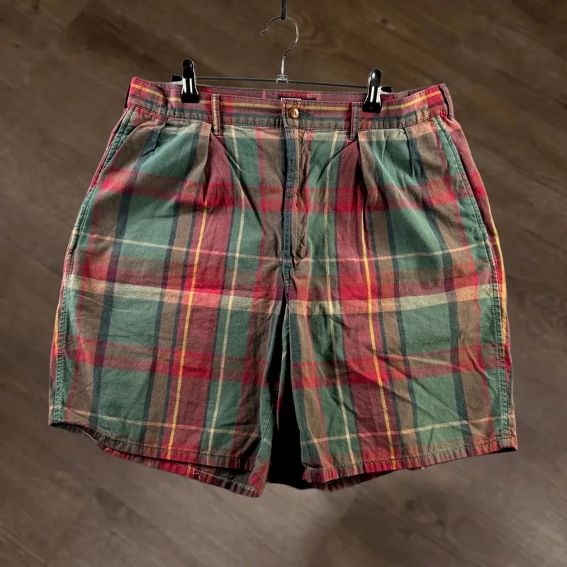 Polo Ralph Lauren — Polo Ralph Lauren Shorts 35 Chino Blend Plaid Zip Front 8in Inseam Casual Pants — streetwear — resale
