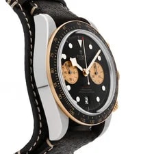 Tudor Black Bay Chronograph Steel Gold Auto 41mm Black Dial Bund Strap 79363N 3