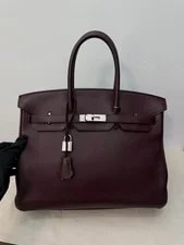 Hermès Birkin 35 Raisin HW Flap Top Handle Chain 4