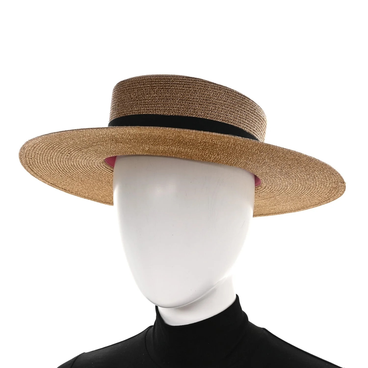 Glittered Straw Grosgrain Wide Brim Hat XL 2
