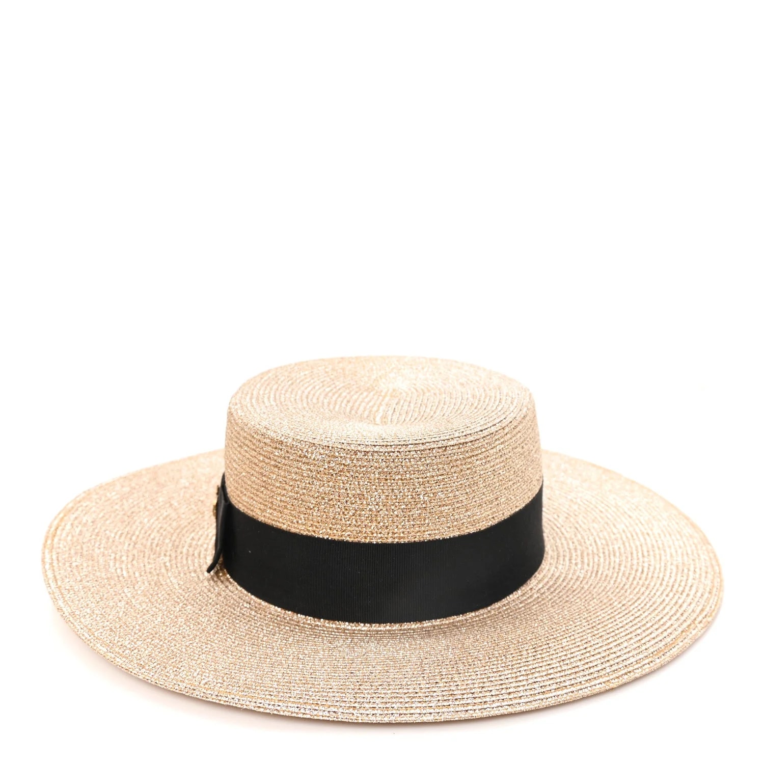 Glittered Straw Grosgrain Wide Brim Hat XL 3