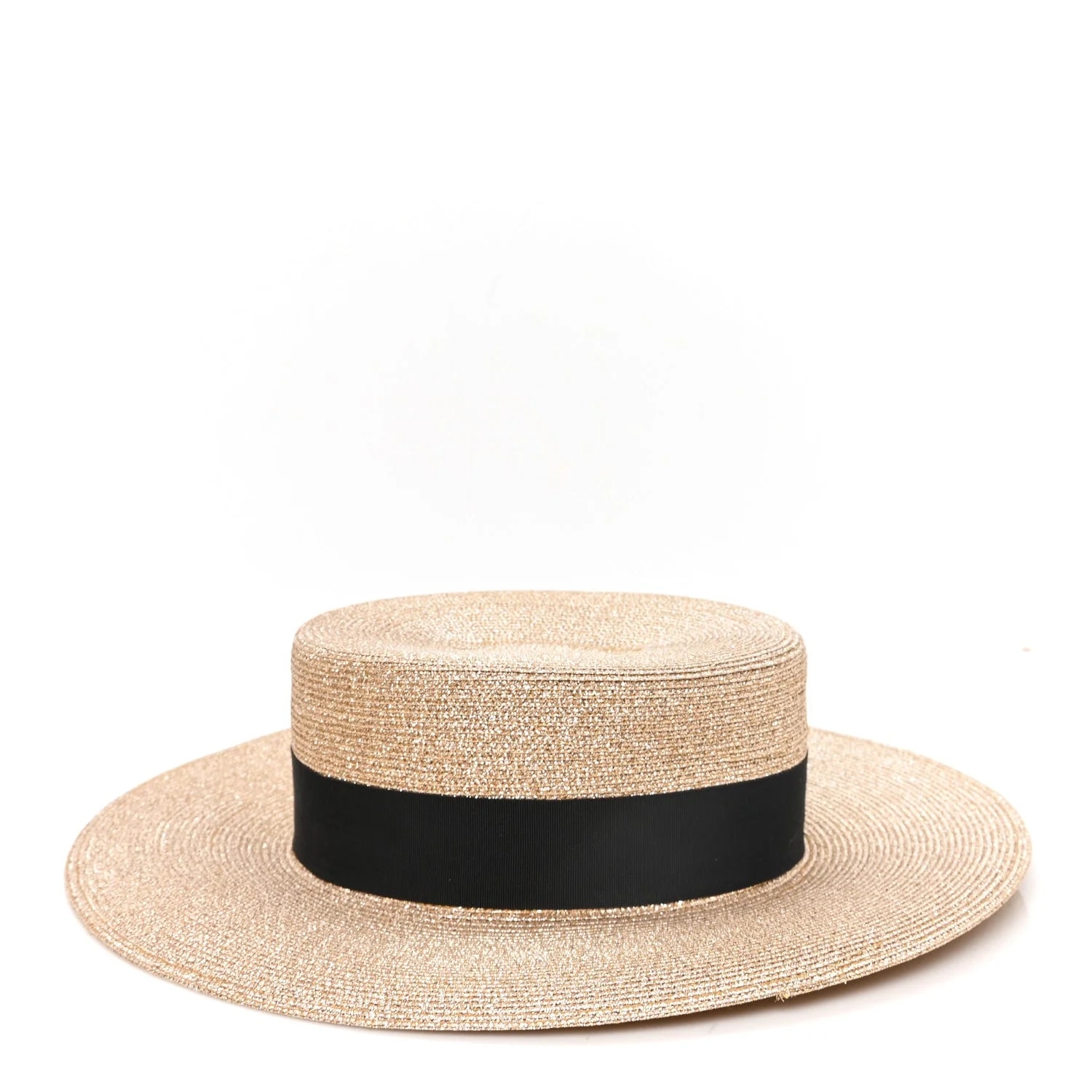 Glittered Straw Grosgrain Wide Brim Hat XL 4