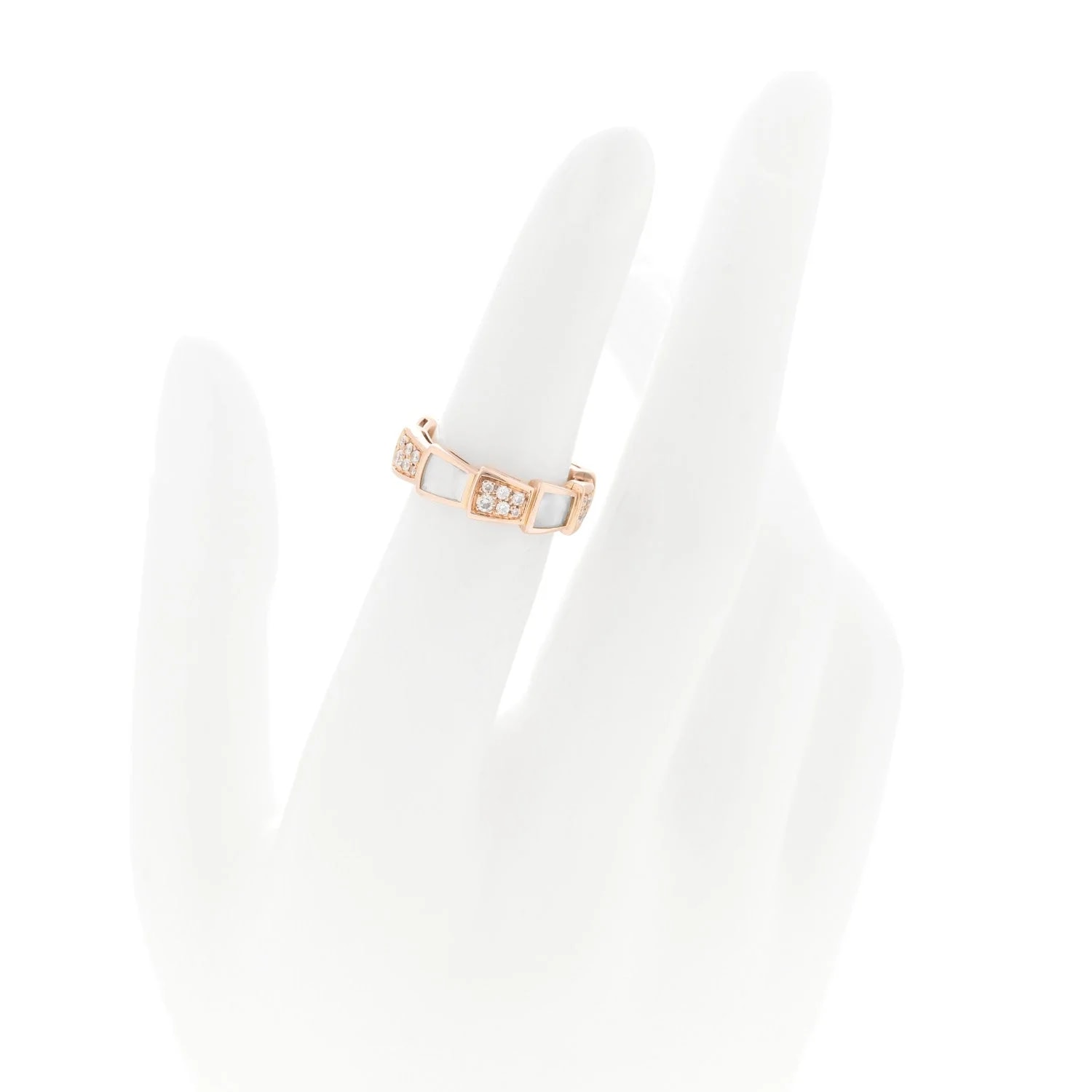 18K Rose Gold Mother of Pearl 6mm Serpenti Viper Band 48 4.5 2