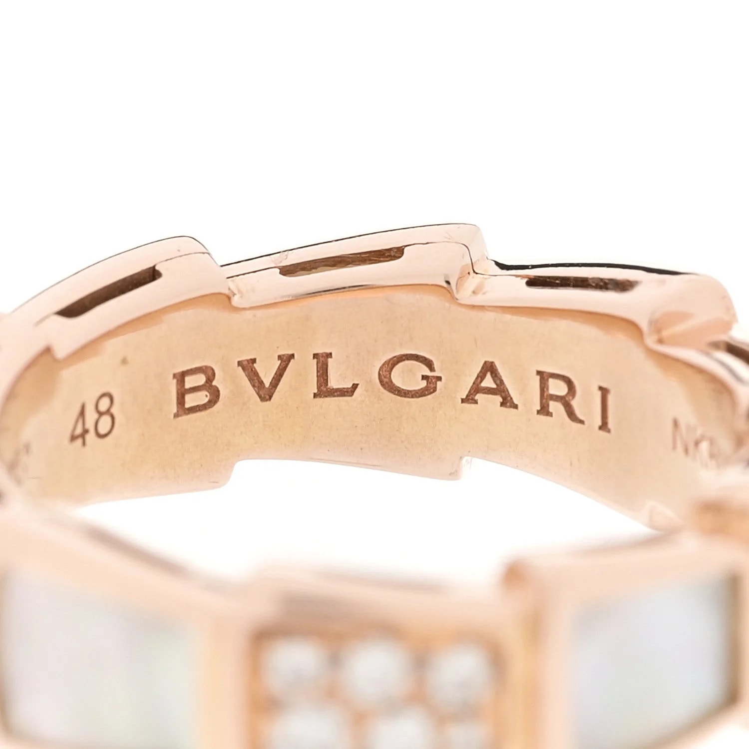 18K Rose Gold Mother of Pearl 6mm Serpenti Viper Band 48 4.5 4