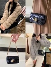 New Gucci GG Marmont Super Mini Chevron Chain Crossbody GHW 2