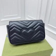 New Gucci GG Marmont Super Mini Chevron Chain Crossbody GHW 3