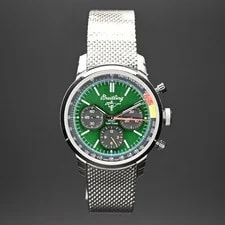 Breitling — Breitling Top Time AB0176 41mm Green Dial Steel Mesh Bracelet — Watch — resale