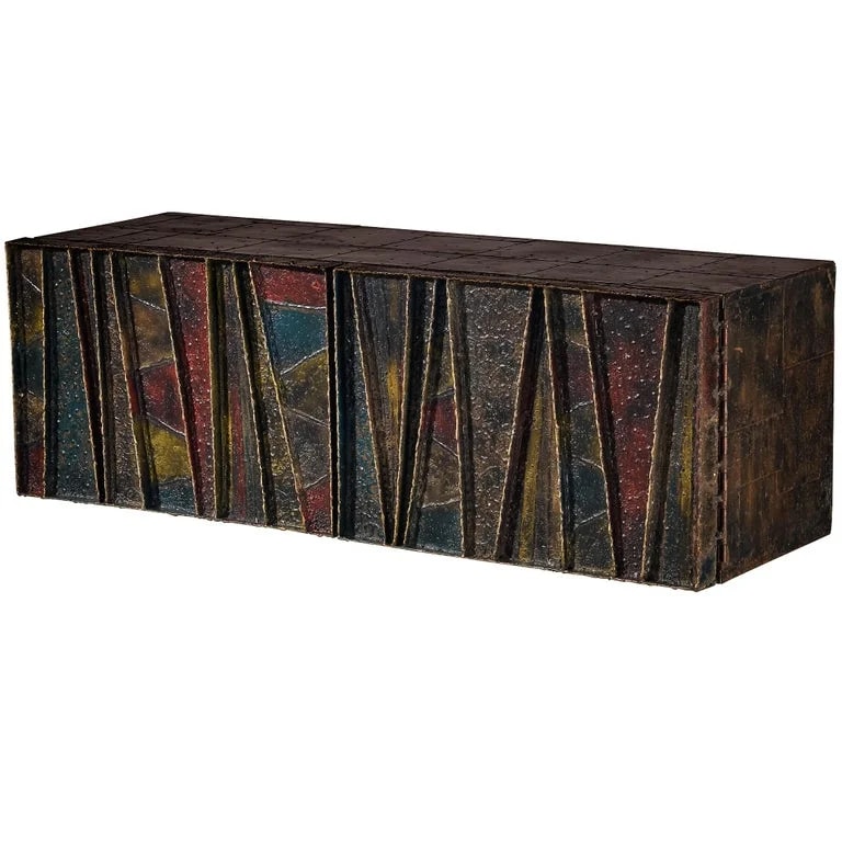 Paul Evans — Paul Evans ‘Deep Relief’ Wall-Mounted Sideboard in Welded — Furniture — resale