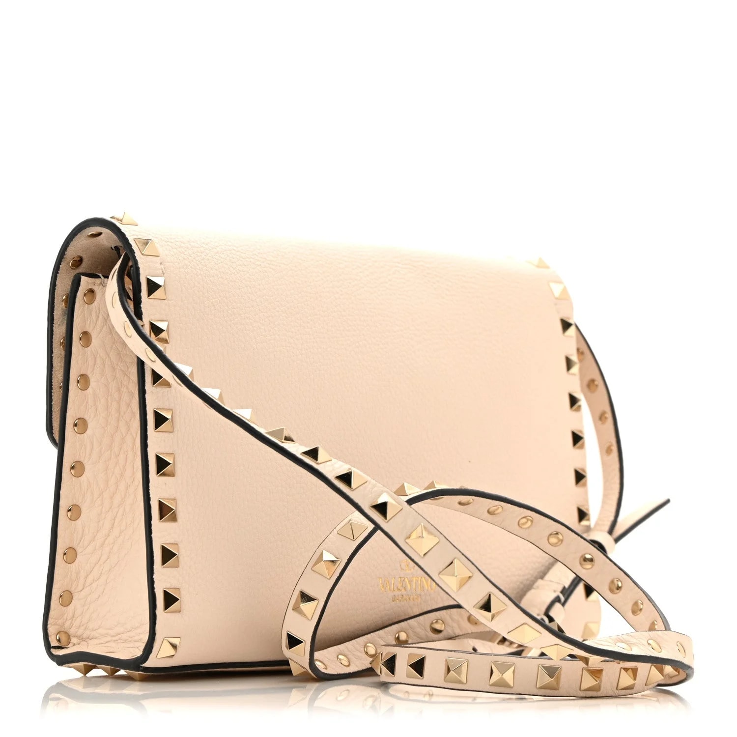 Pebbled Medium Rockstud Flip Lock Crossbody Light 2