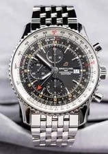 Breitling Navitimer Chronograph GMT 46 Mm Black Dial World eBay Live A24322 2