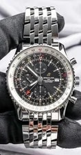 Breitling Navitimer Chronograph GMT 46 Mm Black Dial World eBay Live A24322 3