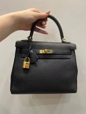 Noir — Hermes Kelly 25 Togo GHW Strap Lock Key. — Handbag — resale