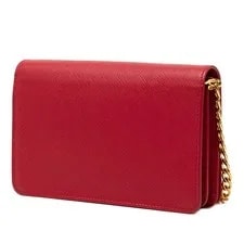 Prada Triangle Logo Plate Chain Wallet Crossbody Leath 2