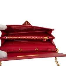 Prada Triangle Logo Plate Chain Wallet Crossbody Leath 4