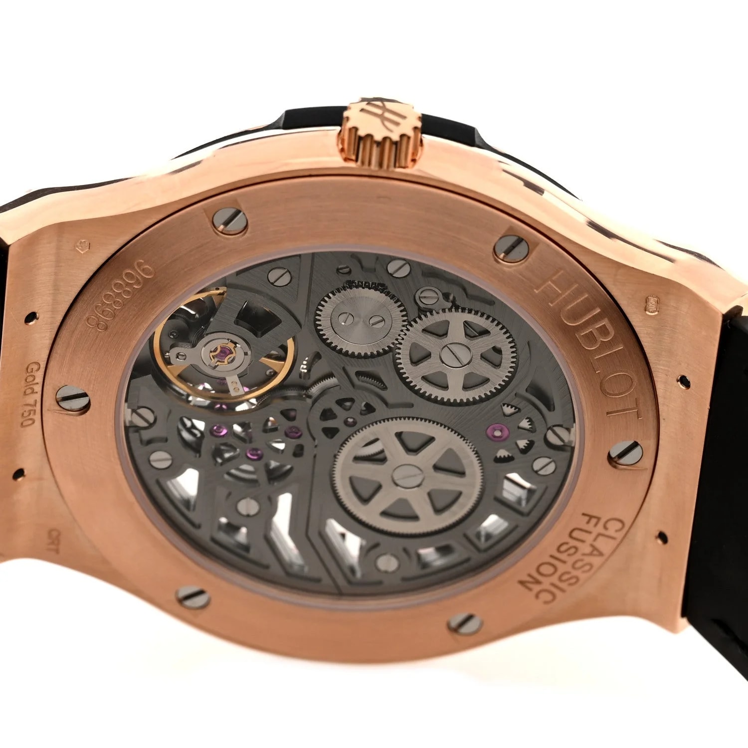 18K Rose Gold Alligator 42mm Classic Fusion Ultra-Thin Manual Winding Grey 545.OX.0180.LR 4