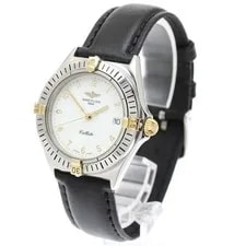 Breitling Kalisto B57045 34mm SS Leather Beige Dial Date Quartz #C491 2