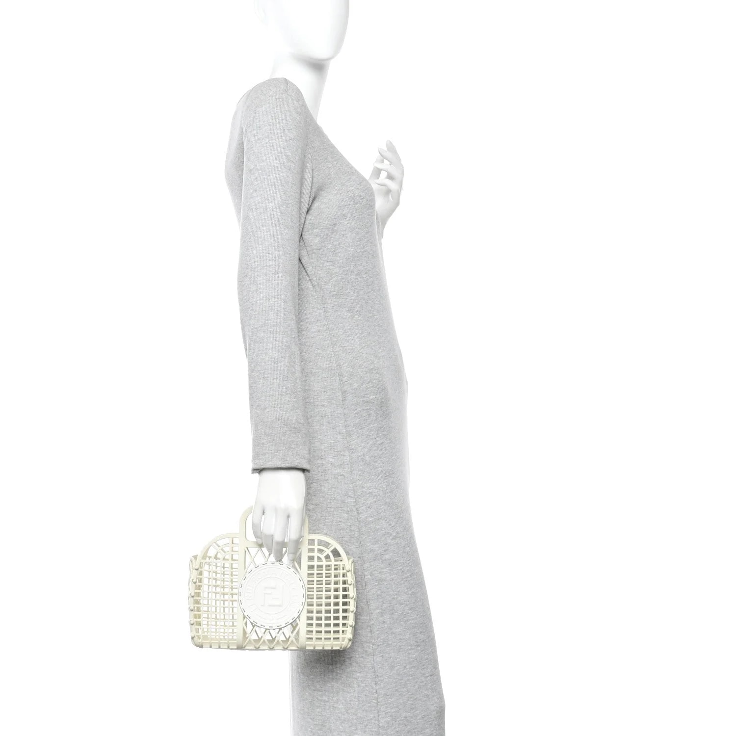 Recycled Vitello Liberty Matte Small Fendi Basket Ice 2
