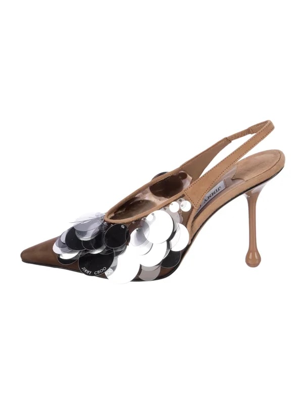 Jimmy Choo — Sequin Embellishments Slingback — Designer Shoe — resale