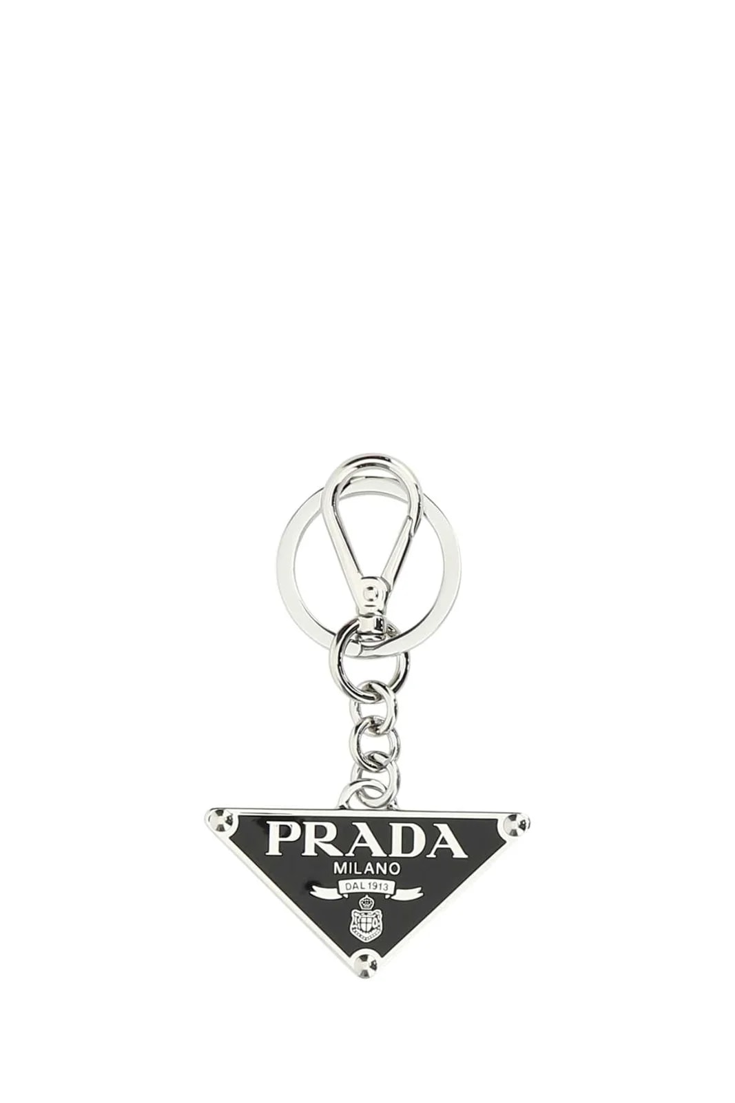 Prada — Prada Logo Metal Charm Key Case — Acciaio-ottone Keychains — Accessory — resale