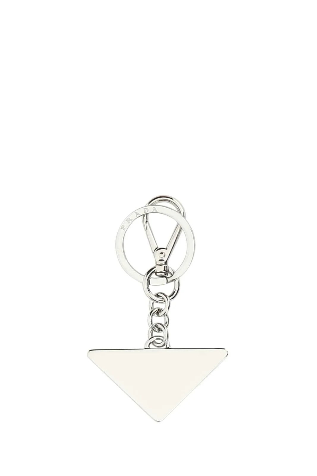 Prada Logo Metal Charm Key Case — Acciaio-ottone Keychains 2