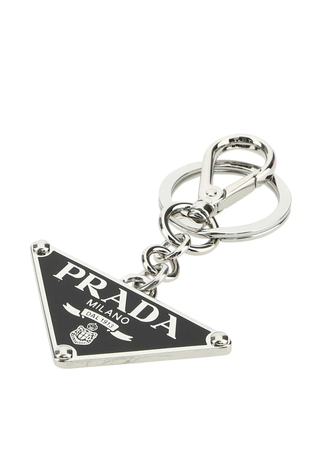 Prada Logo Metal Charm Key Case — Acciaio-ottone Keychains 3