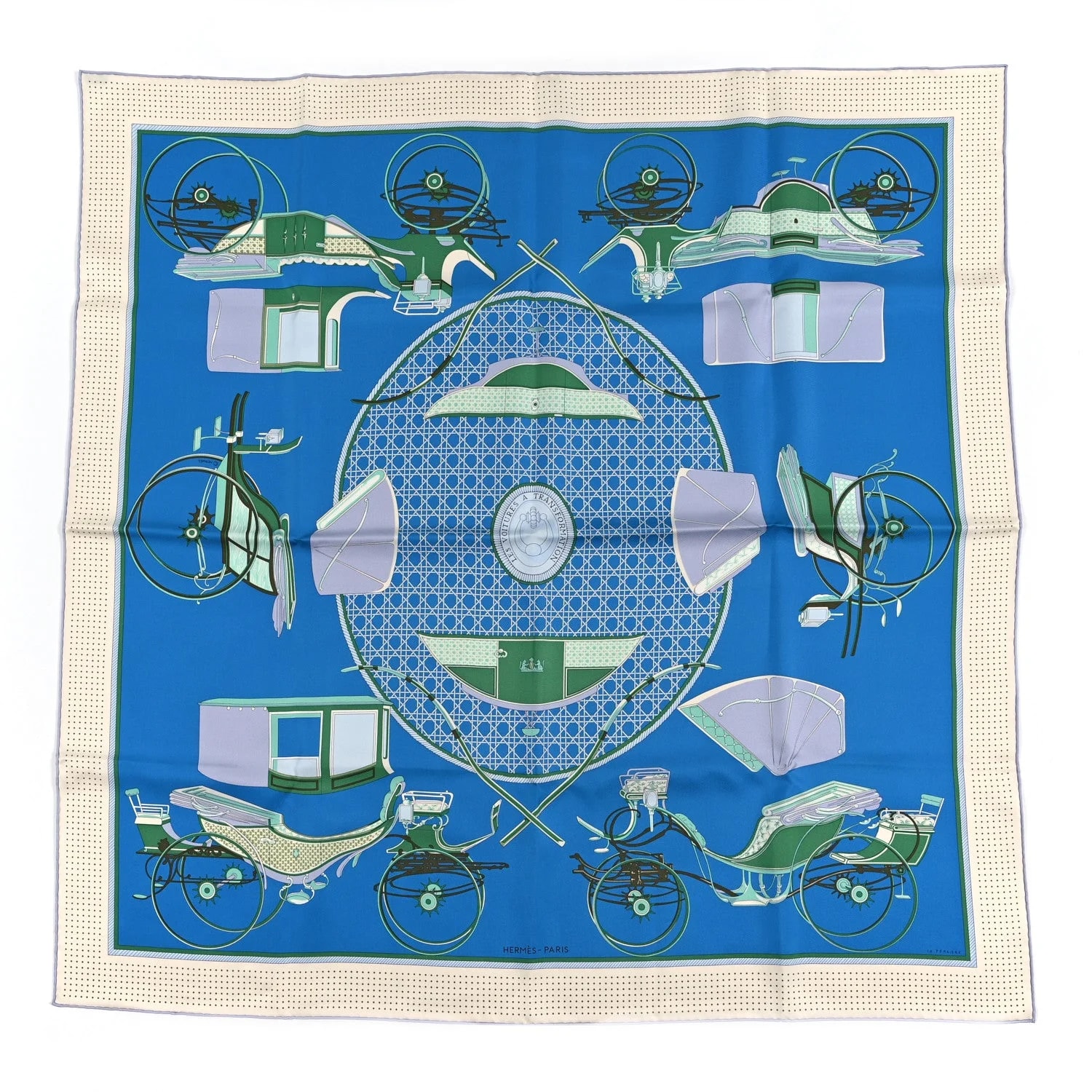 Hermès — les Voitures A Transformation Scarf 90 Ivoire — Accessory — resale