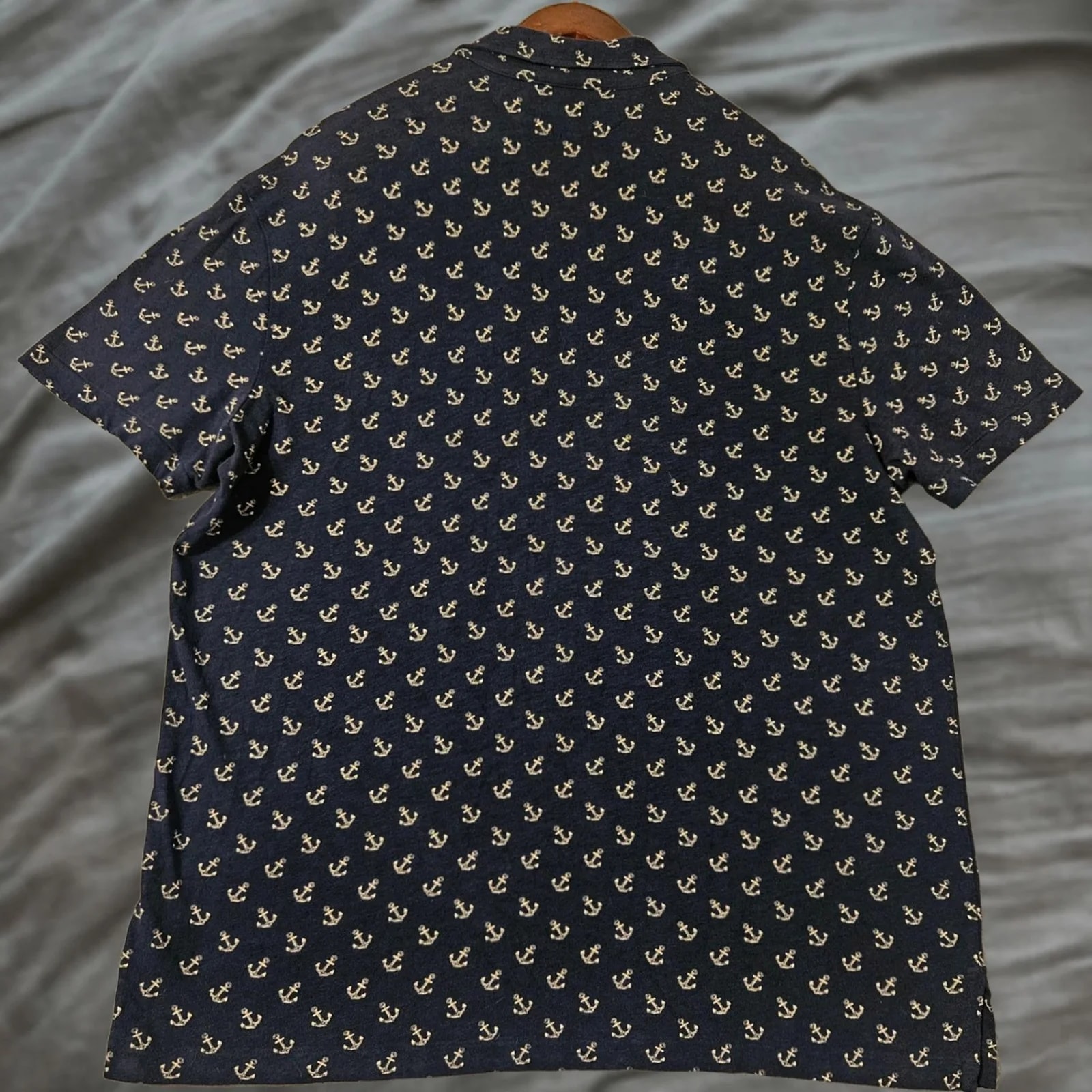 Polo Ralph Lauren — Polo Ralph Lauren Mens XL Navy Blue Anchor Print Short Sleeve Shirt Cotton — streetwear — resale