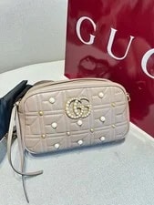 Gucci — Gucci GG Marmont Nude Studded Camera Crossbody Auth — Handbag — resale