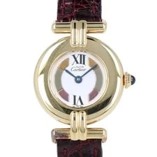 Cartier — Cartier Must Colise Vermeil Trinity 590002 Silver 925 GP White Dial 24mm Leather — Watch — resale