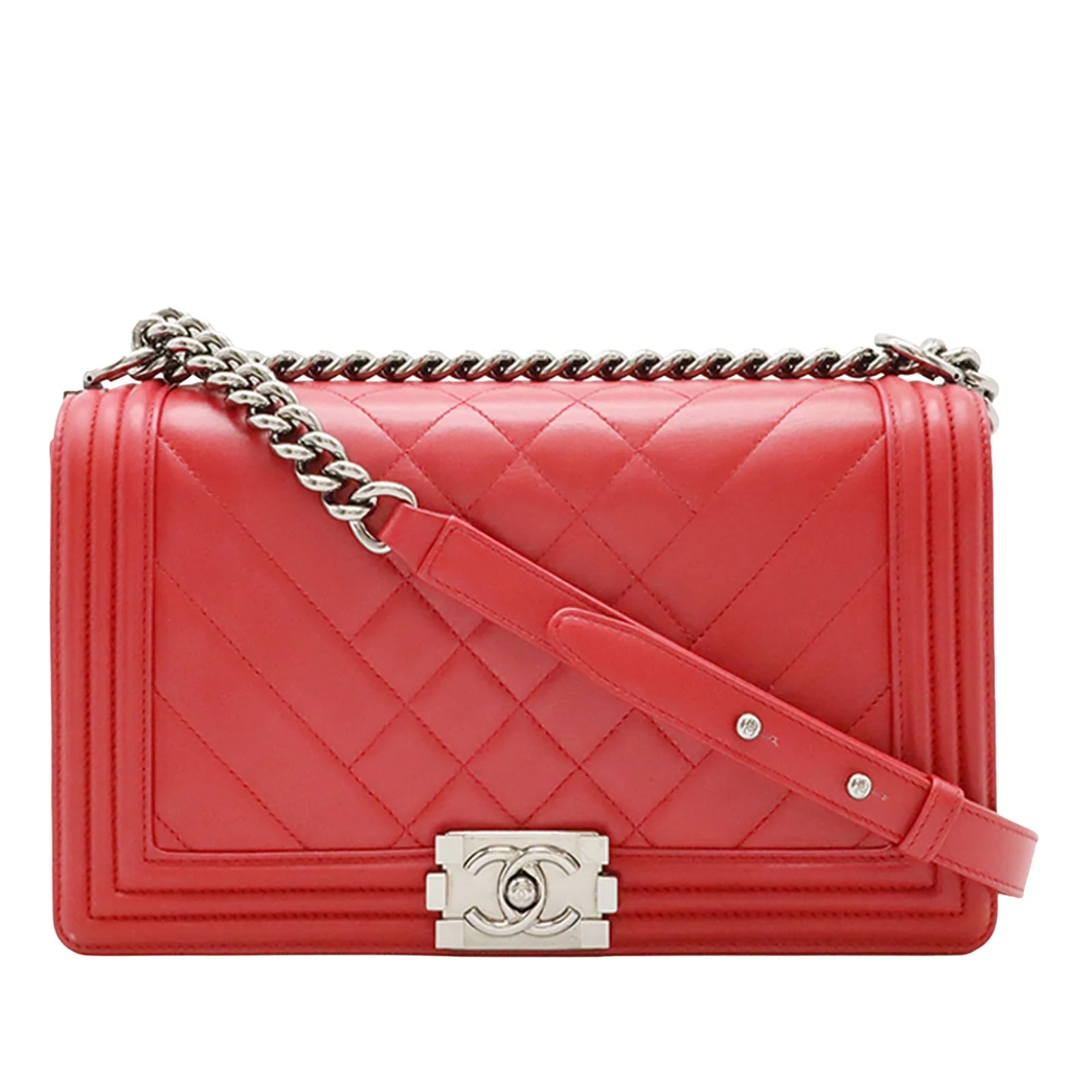 Chanel — Medium Chevron and Boy Flap — Handbag — resale