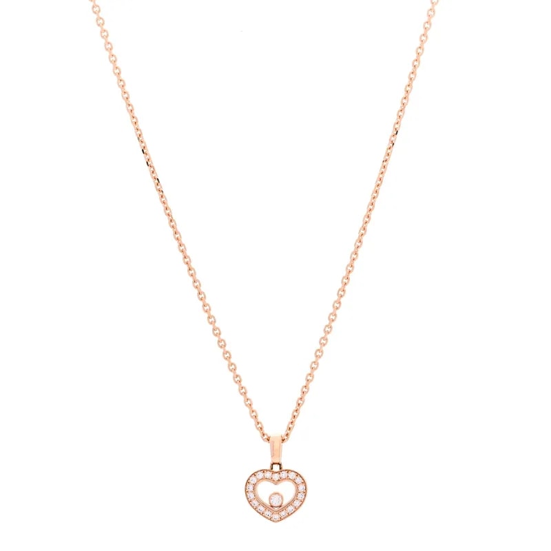 Chopard — 18K Rose Gold Diamond Happy Diamonds Icon Heart Pendant Necklace — Watch — resale