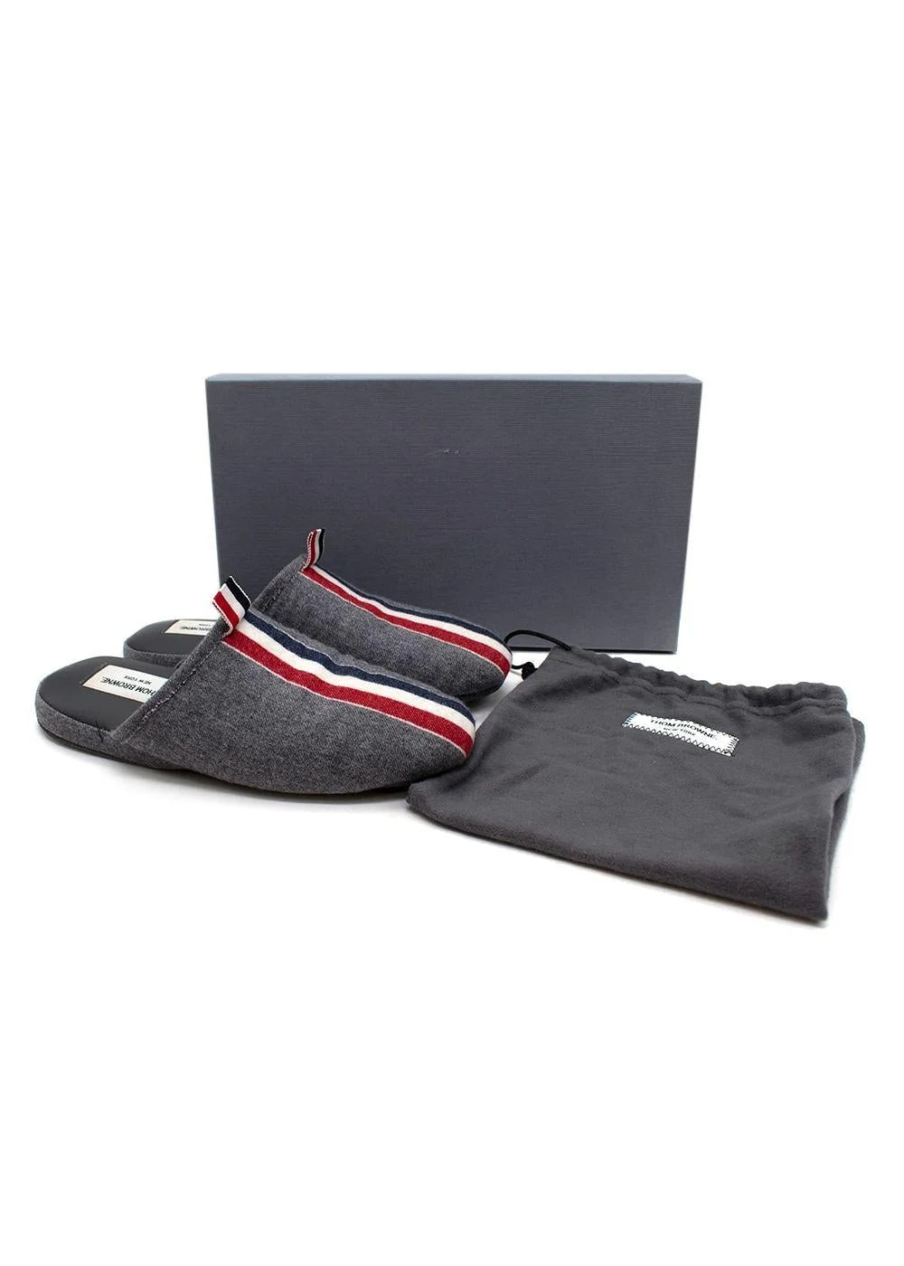 Thom Browne — 3 Bar Flannel Slippers — Designer Shoe — resale