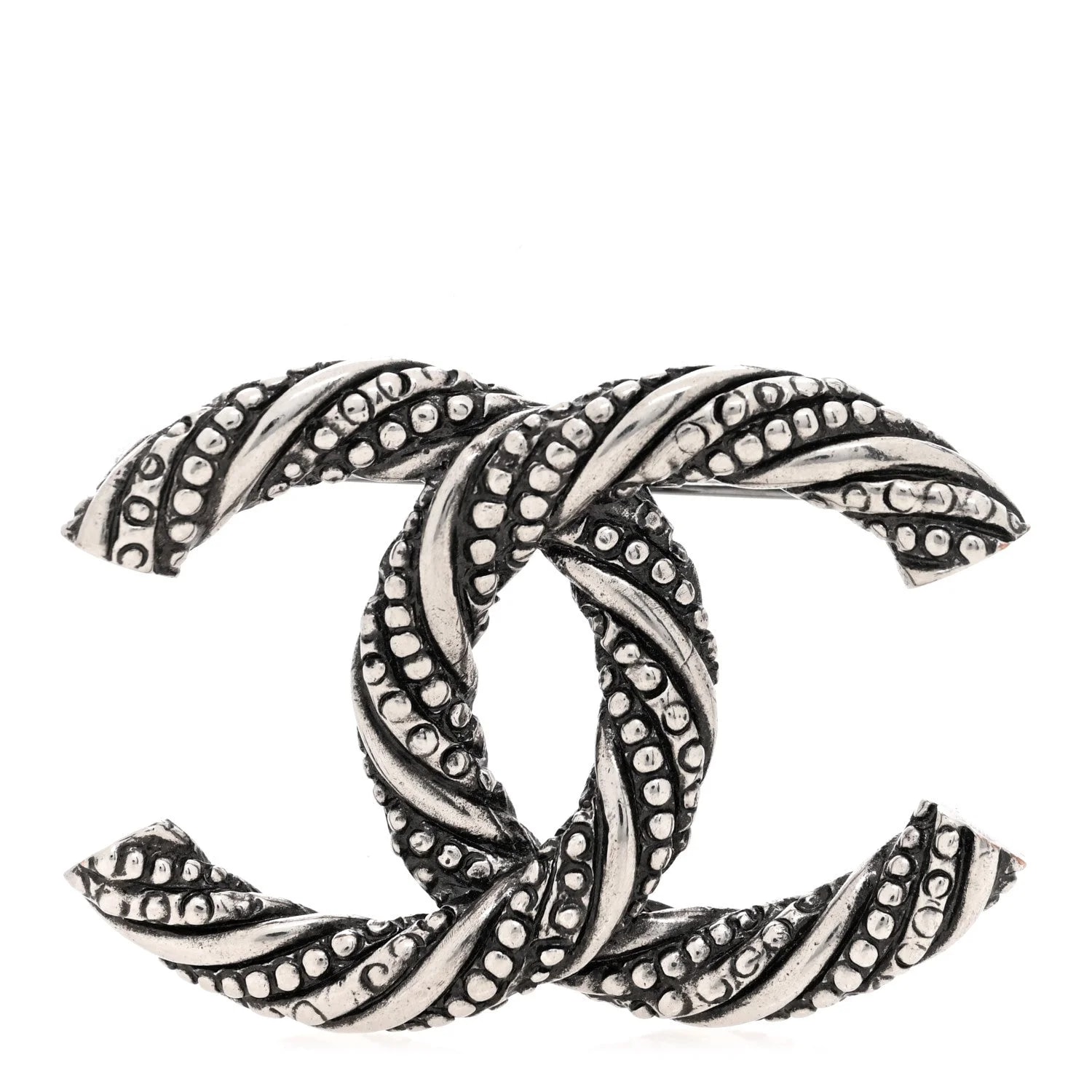 Chanel — Ruthenium Twisted CC Brooch — Accessory — resale