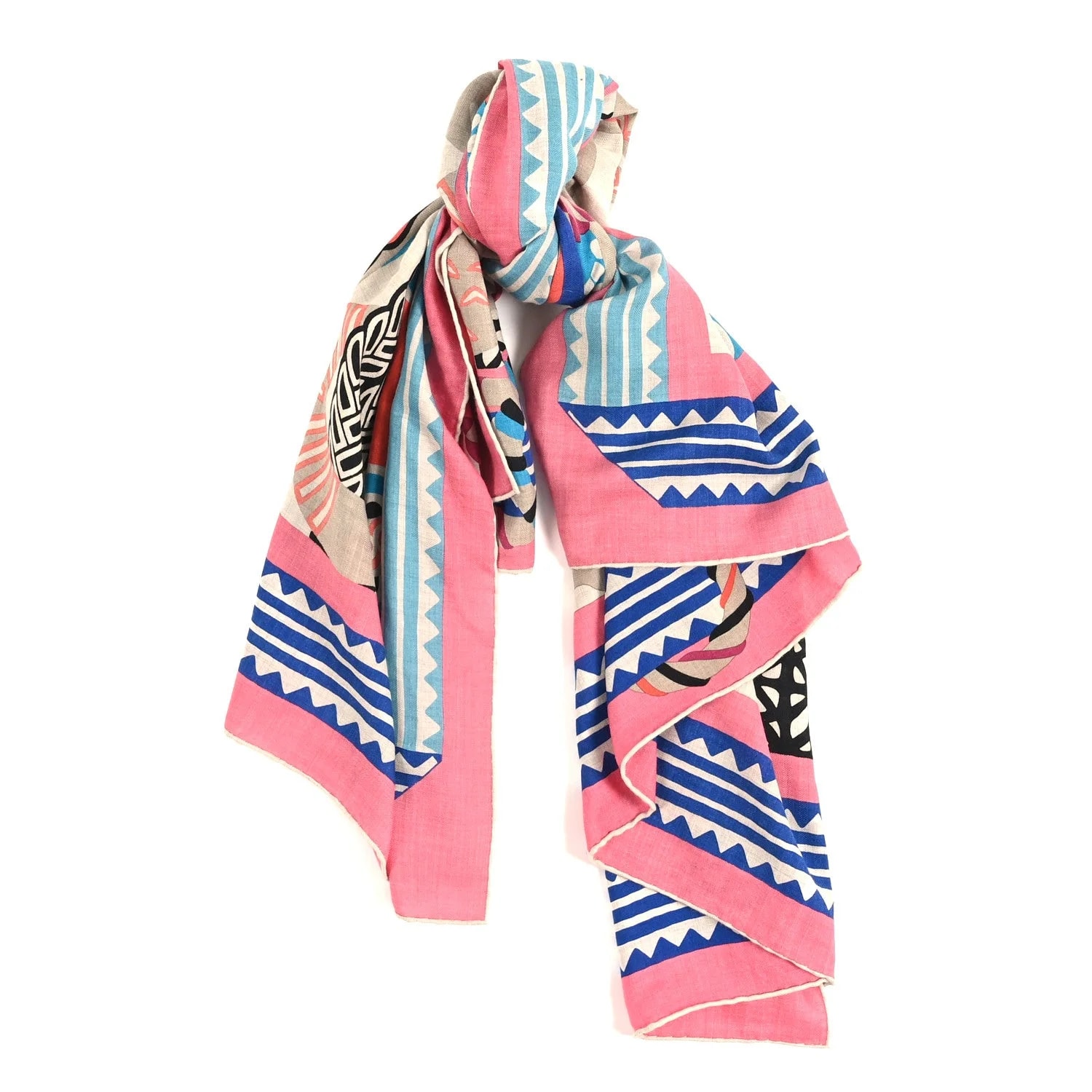 Hermès — Fantaisie D'etriers Shawl 140 Bonbon Naturel — Accessory — resale