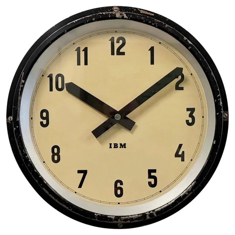 IBM — Black Industrial Factory Wall Clock From IBM, 1950s — decorative_object — resale