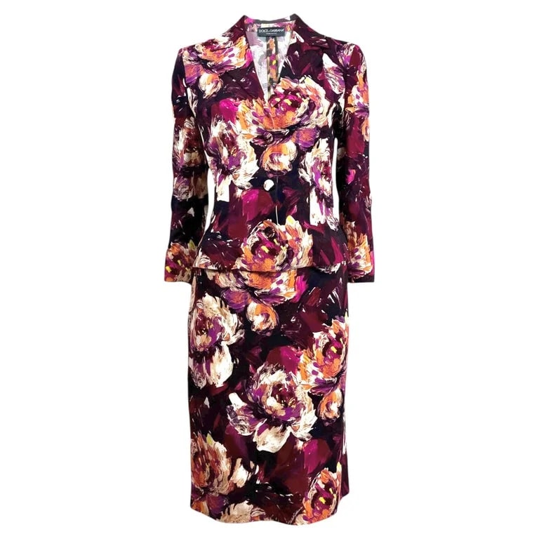 Dolce & Gabbana — Dolce Gabbana Ciao Kim 1997 Reedition Floral Printed Ensemble — Designer Shoe — resale