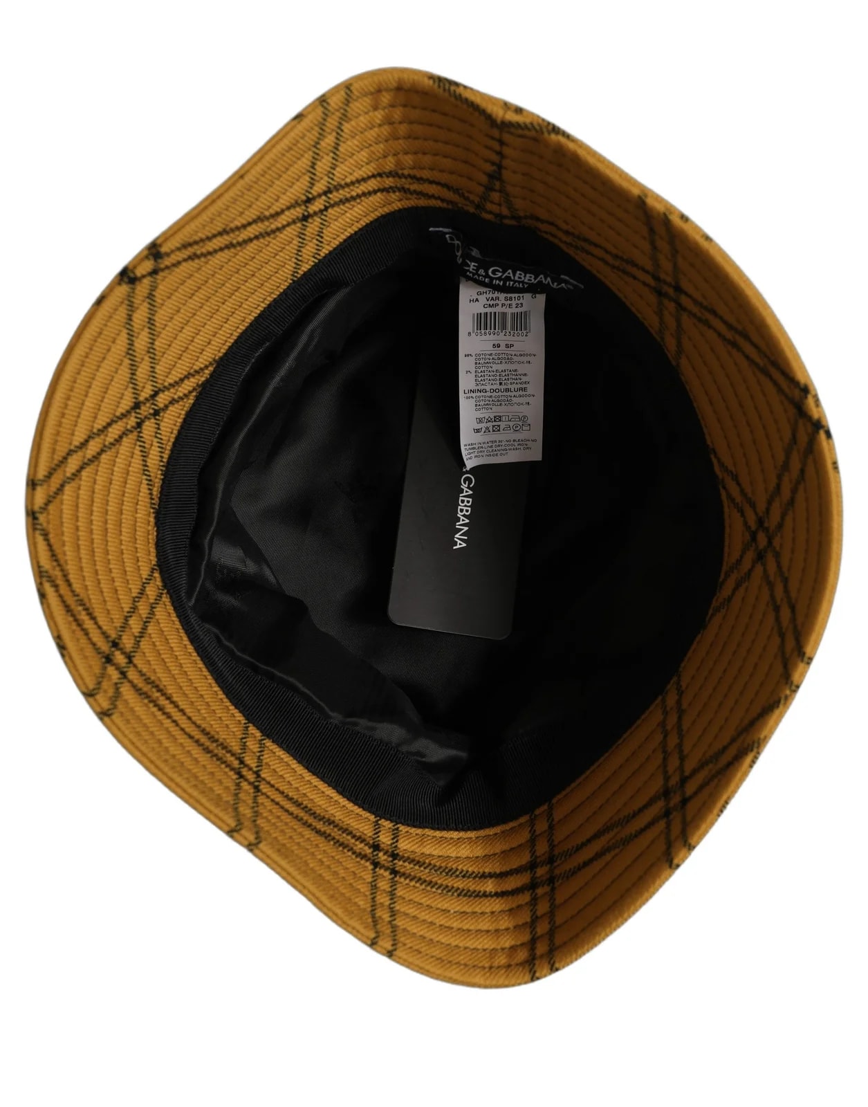 Dolce & Gabbana — Dolce & Gabbana Dark Check Wide Brim Bucket Cap Hat — Accessory — resale