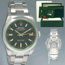 Rolex — Papers Rolex Milgauss Green Anniversary Orange Black 116400GV Steel — Watch — resale