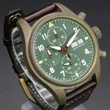 IWC Pilots Chronograph Spitfire IW387902 41MM Green Dial Warranty 4