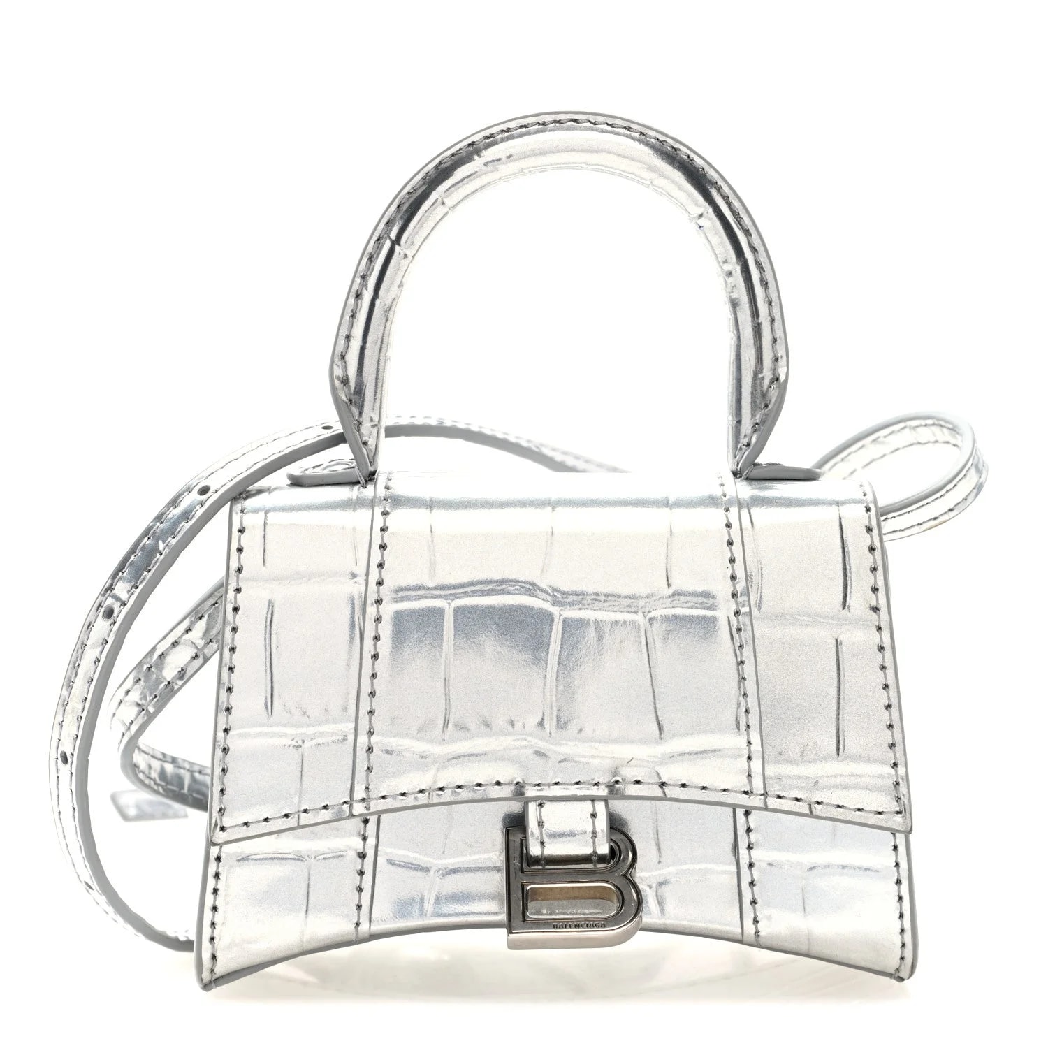 Balenciaga — Metallic Embossed Hourglass Top Handle Mini — Handbag — resale