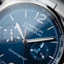 Panerai Luminor Chrono Unworn 4/25 Blue Chronograph Steel Bracelet PAM1110 3