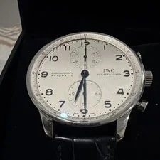 IWC Portugieser Chronograph Automatic White Dial Black Leather Strap W/ Box 2