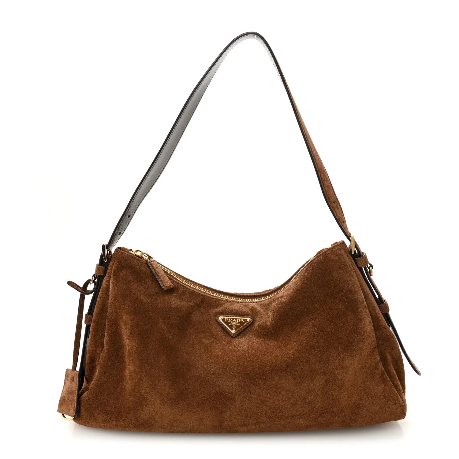 Prada — Scamosciato Large Aimee Cacao — Handbag — resale