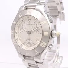 Cartier Must 21 Chronoscaph W10184U2 Quartz Stainless Steel White 3