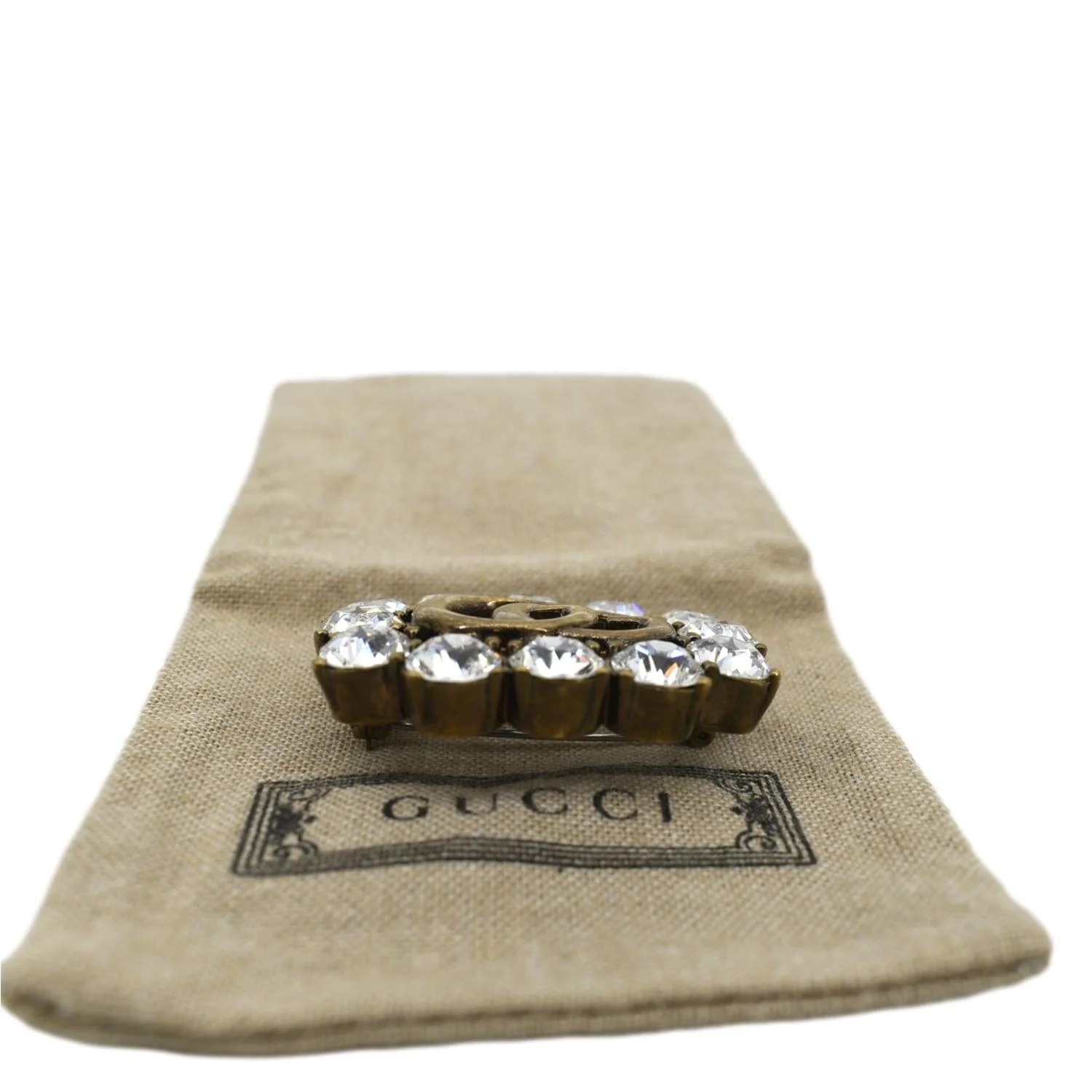 Gucci Metal Double G Brooch With Crystals 3